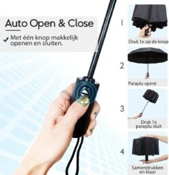 Beefree - Automatische King-size Stormparaplu Ø 123 Cm - Zwart -Regenjas En Paraplu 1160x1200 2