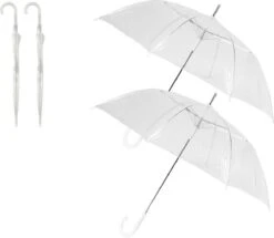 2x Transparant Plastic Paraplu's 102 Cm - Doorzichtige Paraplu - Trouwparaplu - Bruidsparaplu - Stijlvol - Bruiloft - Trouwen - Fashionable - Trouwparaplu
