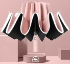 Tamarow™ Automatische Opvouwbare Paraplu - Omgekeerd Design - Windproof - Lichtgewicht - Reflectie - Omgekeerd Design - Roze -Regenjas En Paraplu 1200x1099 2