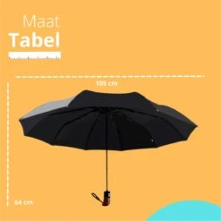 Bushifi Stormparaplu Paraplu - Opvouwbaar - Zwart - 10 Panelen - Polsband -Regenjas En Paraplu 1200x1200 156