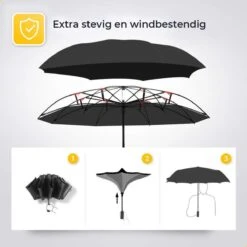 Storm Paraplu Opvouwbaar - Grijs - Polsband - Automatisch Uitklapbaar - Tot 100km P/u Windproof - 110 Cm - 12 Panelen -Regenjas En Paraplu 1200x1200 164