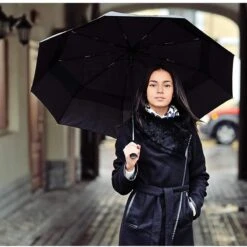 Volcan Stormparaplu Opvouwbaar - Stormparaplu's - Inklapbaar - Ø 105 Cm - Windproof Tot 100km P/u - Grote Paraplu - Automatisch - Zwart -Regenjas En Paraplu 1200x1200 197