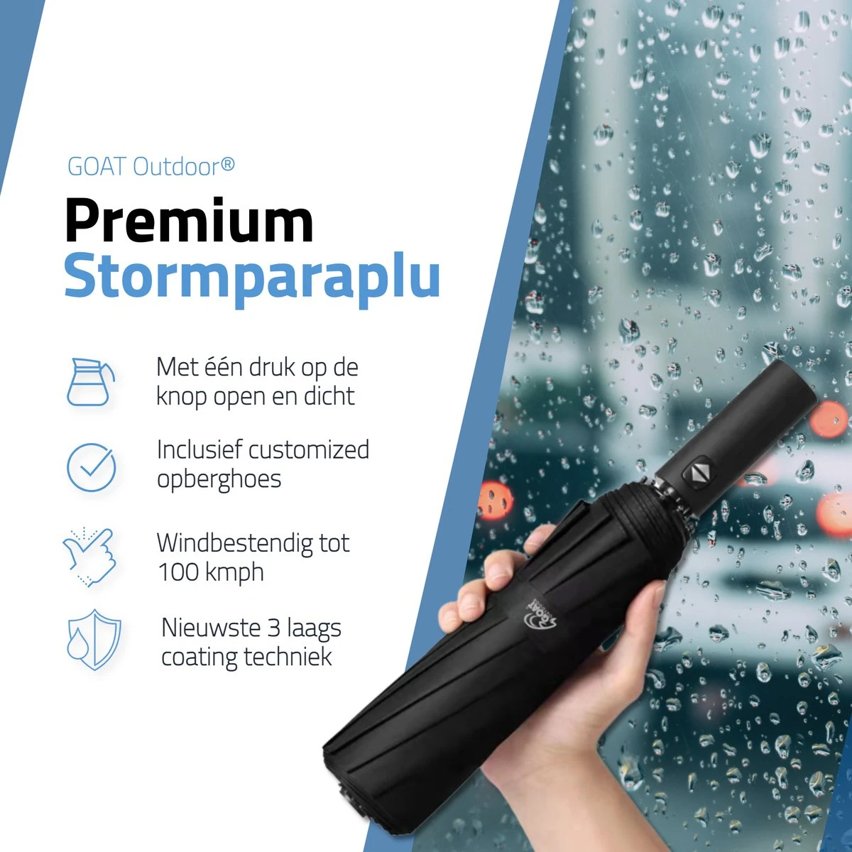 GOAT Outdoor® stormparaplu - Paraplu - Opvouwbaar - Windproof tot 100kmp/u - ⌀ 105 cm - Paraplu - Zwart GOAT Outdoor® Stormparaplu - Paraplu - Opvouwbaar - Windproof Tot 100kmp/u - ⌀ 105 Cm - Paraplu - Zwart -Regenjas En Paraplu 1200x1200 205