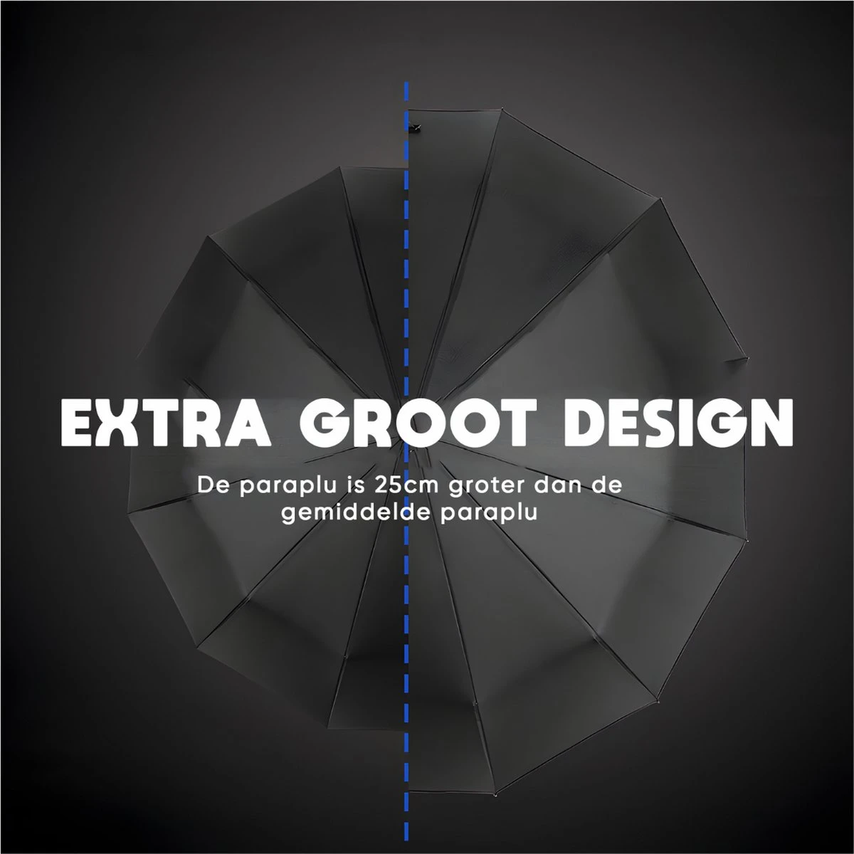 Stormparaplu opvouwbaar - Paraplu - Automatische Stormparaplu - Tot 110km p/u Windproof - 12 Ribben Stormparaplu Opvouwbaar - Paraplu - Automatische Stormparaplu - Tot 110km P/u Windproof - 12 Ribben -Regenjas En Paraplu 1200x1200 226