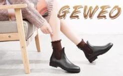 Geweo Regenlaarzen - Wellington Chelsea Laarzen - Kerstmis - Kerstfeest - Christmas Gift - Kort Boots - Waterdichte - Dames - Zwart - Maat 37 -Regenjas En Paraplu 1200x742 3