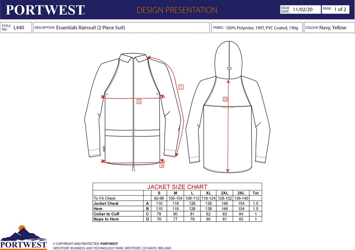 Regenpak 2 delig Donker Blauw Maat XL Portwest Regenpak 2 Delig Donker Blauw Maat XL -Regenjas En Paraplu